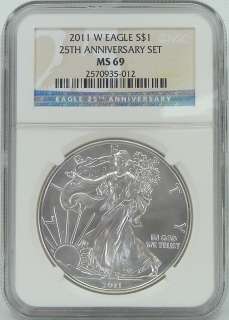   MS69 GRADED 25th ANNIVERSARY AMERICAN SILVER EAGLE UNCIRCULATED  