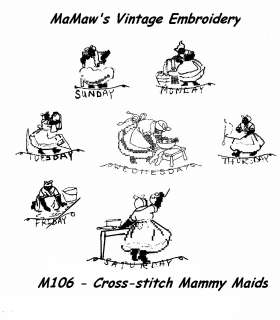 Mammy X Stitch Towels DOW Embroidery transfer pattern  