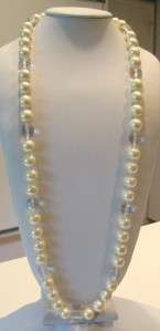 VTG MIRIAM HASKELL LARGE 12.7 mm PEARL AB OPERA LENGTH NECKLACE AURORA 