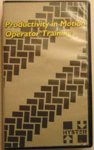 Hyster Productivity In Motion Operator Training VHS VID  