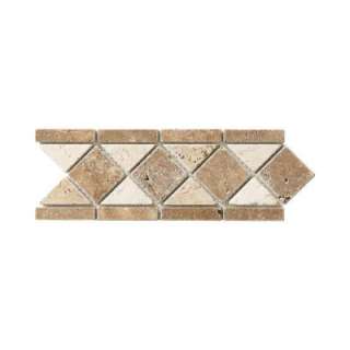   CourtTumbled Noce Listello 4 in. x 12 in. Travertine Floor & Wall Tile