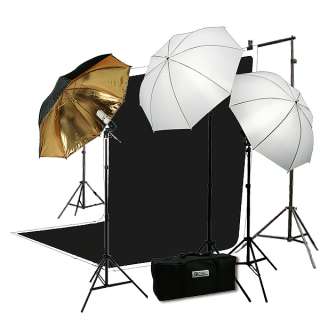 Video Photography Light Kit 2 Muslin BW Background Support Stands Kit 
