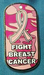Fight Breast Cancer Ribbon Dog Tag Camo Camouflage Pin  