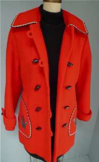 SUPERB★ WARM VIBRANT RED HUDSON BAY CO Wool BLANKET COAT Jacket 