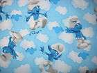 Smurfs Double Bed Fitted Sheet Peyo Lawtex Smurfette Fabric Material 