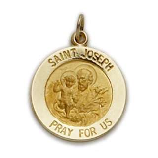14K Gold Catholic Patron Saint St.Joseph Medal Pendant  