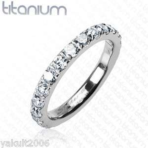   titanium ring with round CZs all around engagement wedding band  