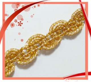 Z118 12mm Gold Ribbon String Lace Fabric Trim per Feet  