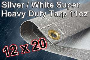12x20 TARP SILVER/WHITE SUPER HEAVY DUTY WATERPROOF ULTIMATE COVER 