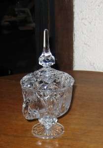 CRYSTAL COMPOTE OLD FLOWERS ETCHED IN LIDDES SWEET  