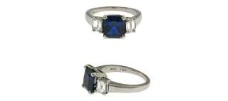 Estate Platinum Ladies Sapphire Diamond 3 Stone Ring  
