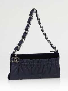 Chanel Navy Blue Velvet and Satin Evening Bag  