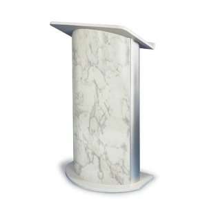  Bianco Marble Curved Radius Lectern with Satin Anodized 