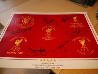 Multi Signed Liverpool 5 Times European Champions 16x12  