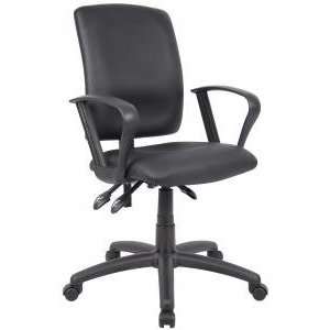   Boss Multi Function Leather Plus Task Chair with Loop Arms Office
