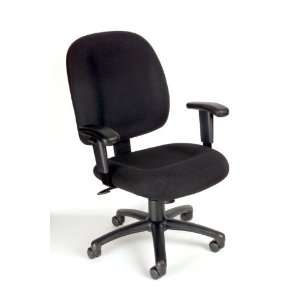   BOSS BLACK FABRIC TASK CHAIR W/ ADJUSTABLE ARMS   Delivered: Office