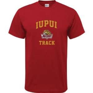 IUPUI Jaguars Cardinal Red Youth Track Arch T Shirt:  