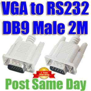 2M DB9 RS232 9 Pin to VGA 15 P Converter Cable Lead 2 M  