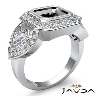 1Ct Asscher Diamond Engagement Semi mount Platinum Ring  