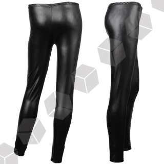 Legging caleçon pantalon moulant sexy taille Extensible Noir brillant 