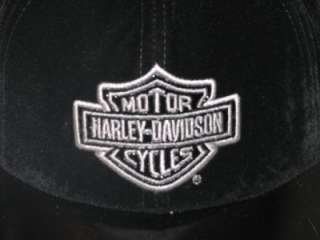 HARLEY DAVIDSON BLACK VELVET BAR & SHIELD EMBROIDERED HAT CAP NEW 