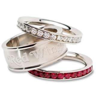Detroit Red Wings Logo Crystal Stacked Ring Set 