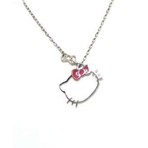   Hello Kitty Sanrio Outline Necklace Bow Charm Jewelry 
