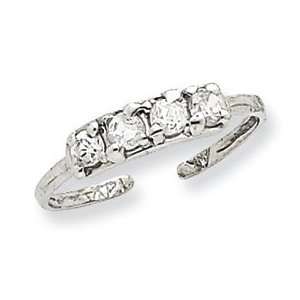   IceCarats Designer Jewelry Gift 14K White Gold Cz Toe Ring Size 0.00