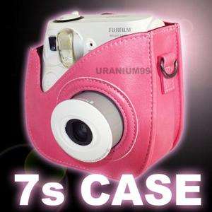   Fuji Instax Mini 7S Instant Camera Leather Case Bag Pink Polaroid 300