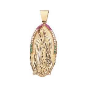  14K Yellow Gold Virgin de Guadalupe (Virgin Mary) Gemstone 