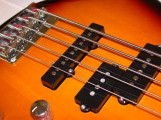 Kona 5 String Electric Bass Guitar Sunburst, Adj Bridge  