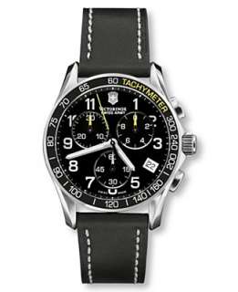 Victorinox Swiss Army Watch, Mens Chronograph Black Leather Strap 