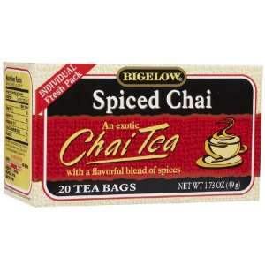 Bigelow Spiced Chai Tea Bags, 20 ct, 3 pk:  Grocery 