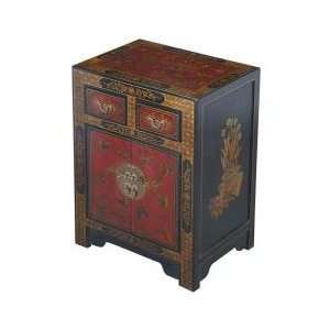  27 Antique Style End Table with Nature Motifs in Black 