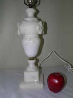 ANTIQUE MARBLE ALABASTER HAND CARVED TABLE LAMP  