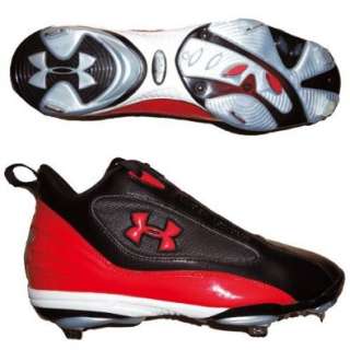 MENS UNDER ARMOUR CLUTCH MID BASEBALL CLEATS RED 13  