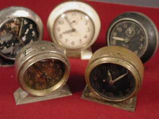 Lot 5 Vintage Westclox Baby Ben Wind up Alarm Clocks, Models 61, 2A 