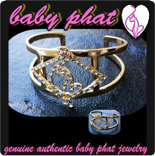 REAL Baby Phat Jewelry LARGE Rhinestone Iced Gold CUFF BANGLE NWT 