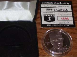 Highland Mint Jeff Bagwell SILVER One Troy Ounce .999  