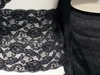 Black flower lace scalloped wide trimming SY4  