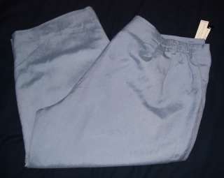 NWT $90 LARRY LEVINE Blue Linen Beaded Capri Pants 24W  