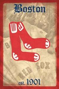 BASEBALL POSTER ~ BOSTON RED SOX RETRO LOGO 1371 MLB  