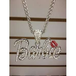  Nicki Minaj 3 BARBIE Iced Out Necklace Silver/Clear Red 