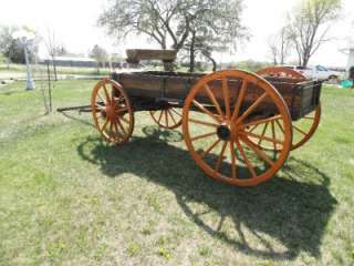 Antique HorseDrawn Wagon Full Size Western High Wood Wheel Newton 