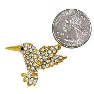  Gold Tone Clear Crystal Bird Brooch Pin Jewelry