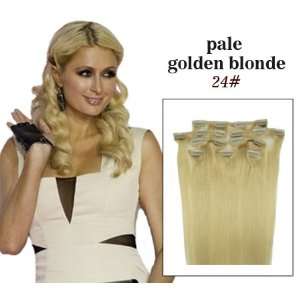    20 7 Piece Light Blonde Color 24 Remy Clip Hair Extensions Beauty