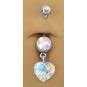   Heart dangle Belly navel Ring piercing bar body jewelry 14g Jewelry