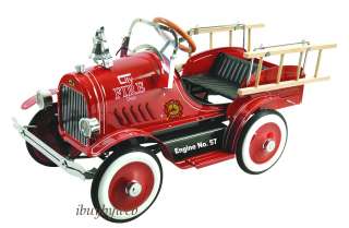 Kids Classic Red Fire Truck Engine Pedal Car Riding Toy  