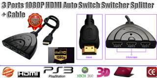Port Auto HDMI Switch Switcher Splitter HUB Box Cable For HDTV LCD 