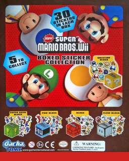   MARIO BROS. WII BOXED 150PC STICKER COLLECTION 5PC COMPLETE SET  